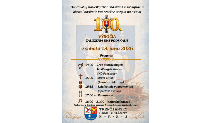 Pozvánka na 100. výročie založenia DHZ Podskalie