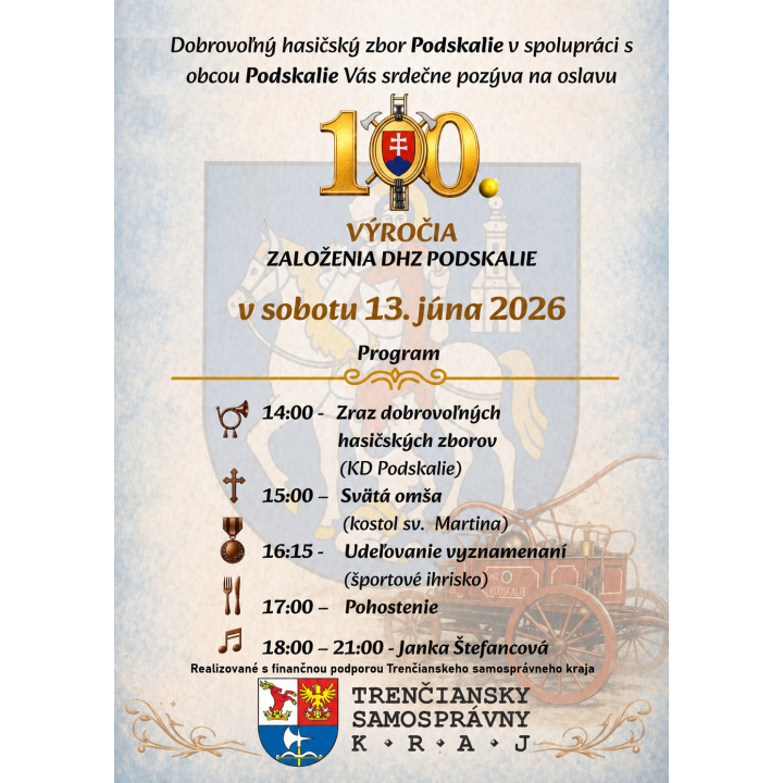 Pozvánka na 100. výročie založenia DHZ Podskalie